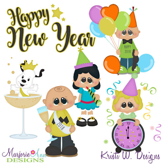 New Year With The Gang SVG Cutting Files Includes Clipart - Click Image to Close